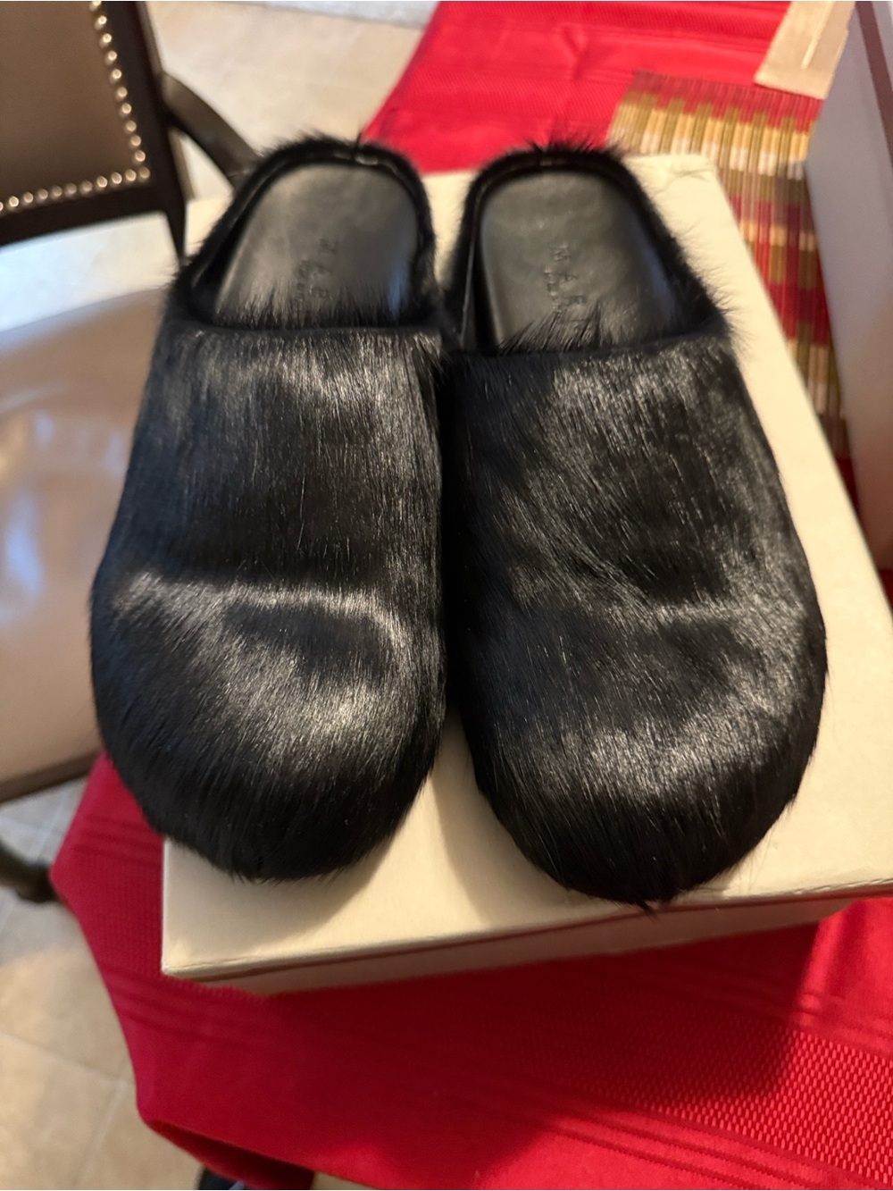 Marni Black Sandal with White Stitching